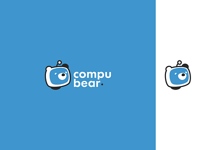 Compu Bear - Beep Boop animal bear blue bot color computer cute design digital logo mascot robot tech technology white