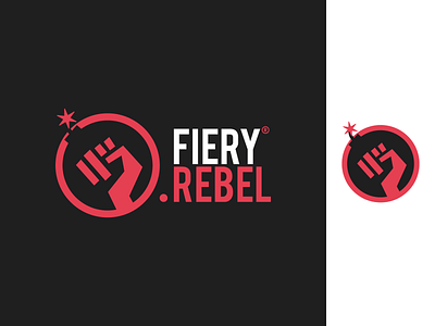 Fiery Rebel - Random Designs 1 bomb fiery fire fist flat hand logo logo design minimal rebel red