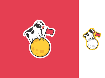 Moo on The Moon - Random Designs 3 animal cow cute flag funny logo logo design mascot moo moon playful space