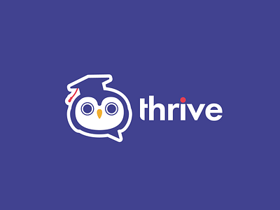 Thrive animal bird blue brand design branding design friendly fun graphic design logo mascot modern owl playful visual identity