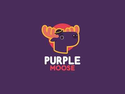 Purple Moose animal antler brandidentity branding design friendly fun graphic design illustration logo mascot moose playful