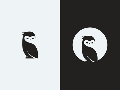 Owl bird black logo mascot minimal minimalist negative space owl white