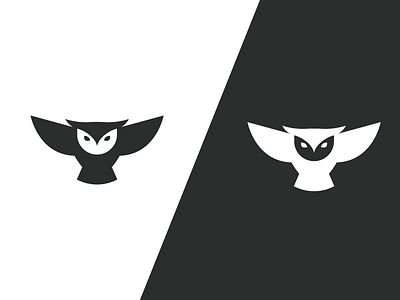 Owl - 2 bird black logo mascot minimal minimalist negative space owl white