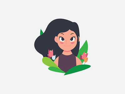 Girl in the Garden cute female garden girl hair human illustration