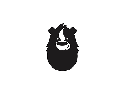 Coffee Lover Bear in Danger bear black coffee danger hair negative space smoke white