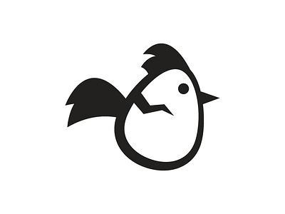 It is hatching - 1 black chicken egg hatching icon logo mascot minimal rooster white