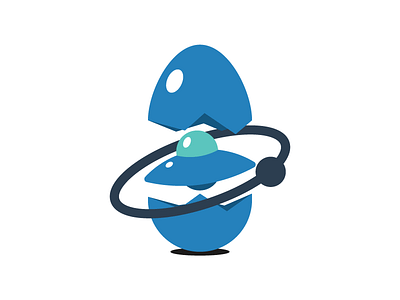 It hatced alien blue chick chicken egg hatching icon logo orbit spaceship ufo