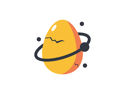 It is hatching - 2 chick chicken egg icon logo orange orbit planet yellow