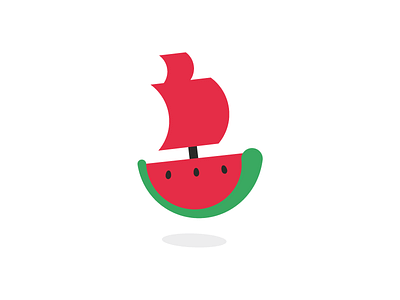 Melon Ship fruit green logo melon red ship watermelon