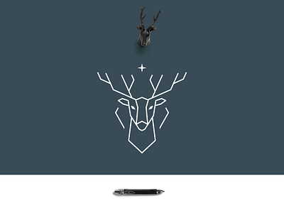 Star Deer animal antler deer head line art logo