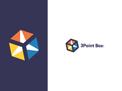 3 Point Box 3 abstract arrow blue box clean logo modern orange point three yellow