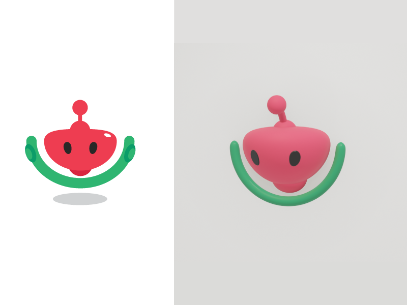 Melon Bot green pink model 3d logo watermelon robot bot