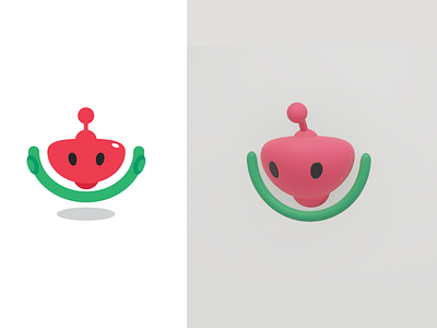 Melon Bot 3d bot green logo model pink robot watermelon