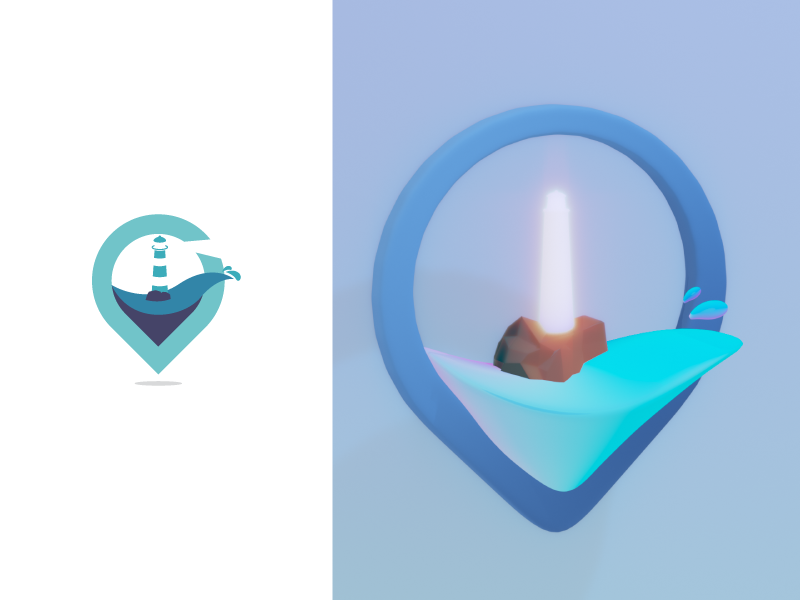 Another Day, Another 3D model of my old design light blue 3d model model 3d location wave lighthouse logo