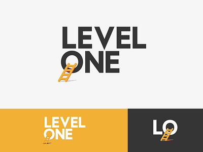 Level One Starts design ladder level logo modern one orange wordmark