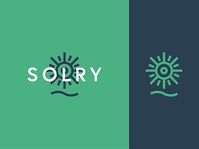 SOLRY - Navigating Sun to You blue clean logo modern ship wheel solar sun wave