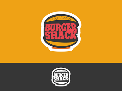 Burger Shack black bread burger design fast food logo orange typography white yellow