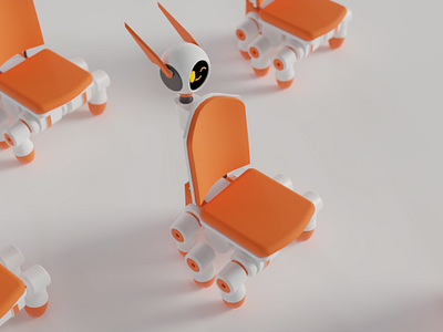 Chair Bot 3d 3d art blender bot chair orange robot sci fi sci fi science fiction white