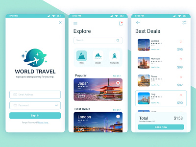 WorldTravel interface design mobile mobile app travel ui ux