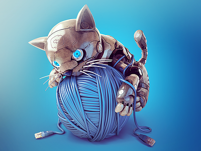 Cat 3d cat meow robot supercat