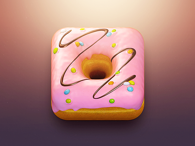 Donut App Icon 3d app candy chocolate donut edible food glaze icon icons ios photoshop pink real sweet ui yummy
