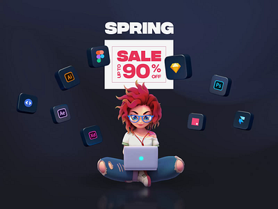 UI8 Spring Sale 2020 3d animation character icons red rezz sale spring ui ui design ui8 ux