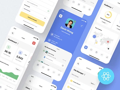 SaaS Dashboard App Starter Kit + React animation code dashboard design development ios mobile app react saas app ux