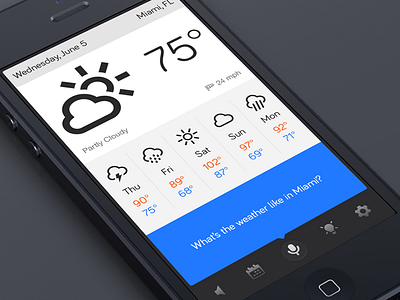 Assistant App - Weather Module button buttons graphic design ipad iphone mobile ui