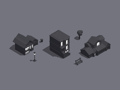 City Blocks 3d city components houses ui ux