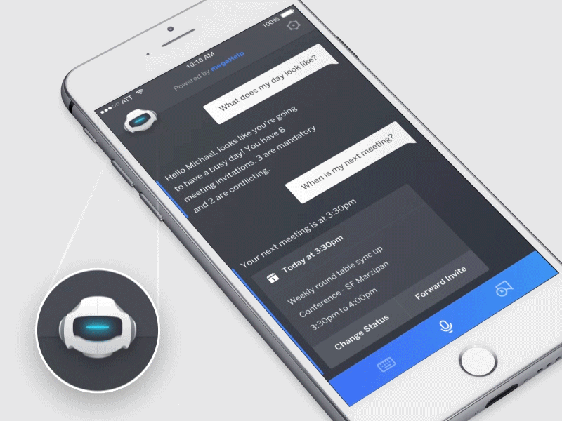Listen - Think - Deliver animation app assistant interaction ios ui voice