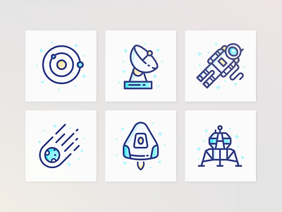 Galactic Icons futuristic galaxy icons illustrations sketch space