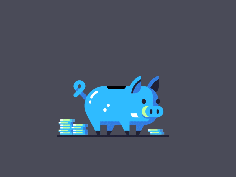 Piggy ae blue gif icon illustration money motion pig piggy redesign ui8