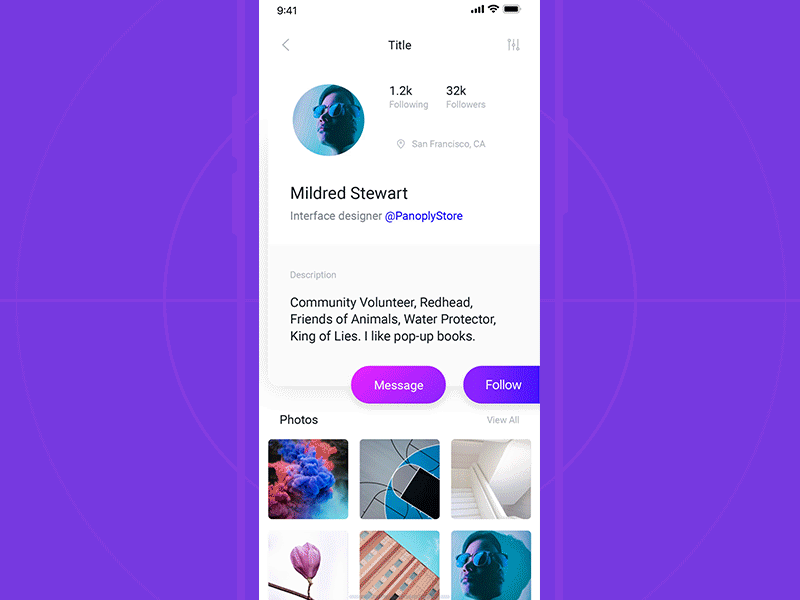 Profile Interactions after effects figma interaction design sketch ui ui8 uikit ux
