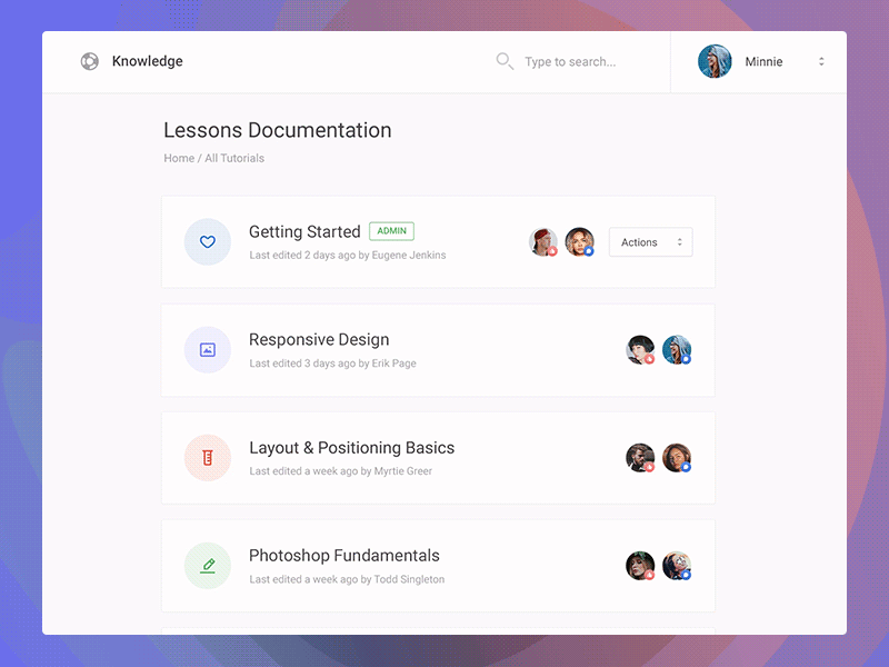 Knowledge Base animation dashboard design gif motion ui ui8 uikit ux