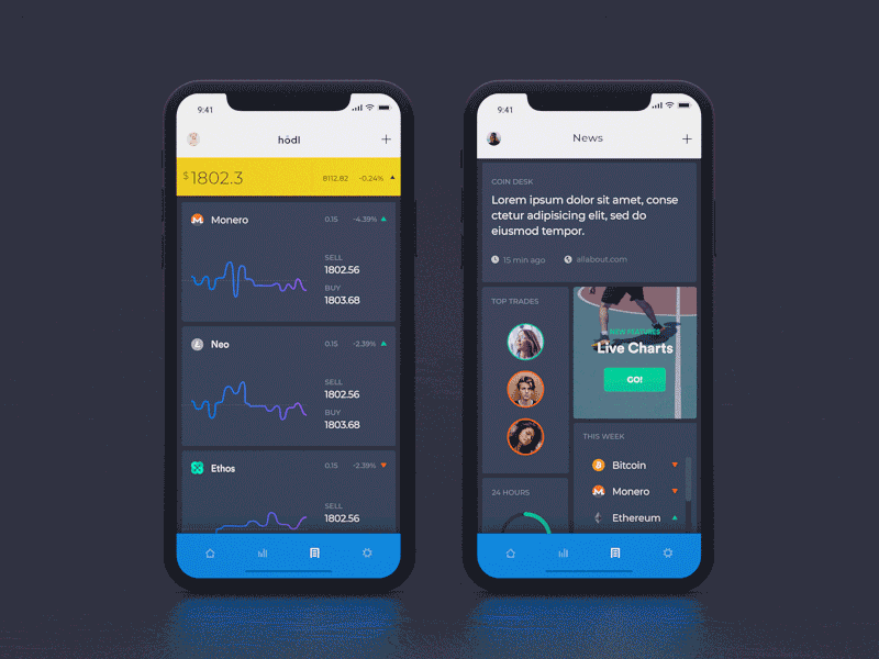 HODL - Interactions btc crypto gif hodl ios iphone mobile motion sketch ui ui8 ux