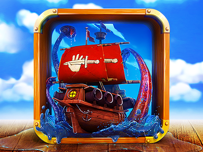App Icon Design - For Pirate Ship Game 3d android app app designers app icon designers apps artists best design designers developers game graphic graphic design graphics icon icons illustration illustrators ios ipad iphone mobile ocean pirate sail boat sea ship water web