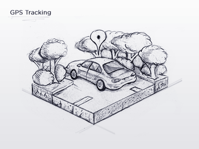 GPS Tracking Icon - Sketch car detailed gps graphic design graphics icon icon design icons illustration sketch trees