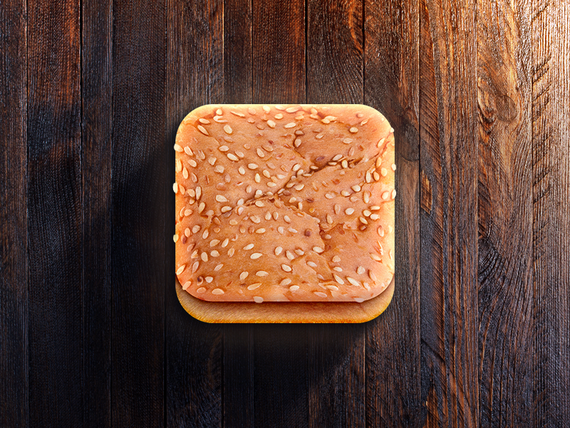 The Bun app icon icons icon design graphics graphic design illustration real photorealistic wood photoreal ios bun seeds bread