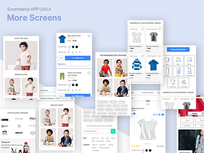 Ecommerce UX/UI - More Screens appdesign designer ecommerce kidsfashion newdesign sketch ux