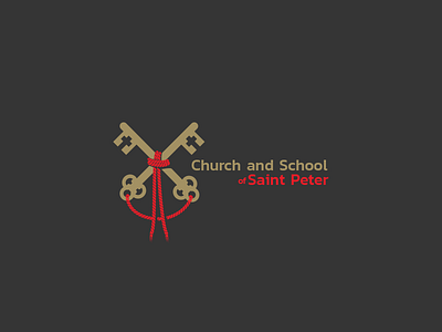 Church and School of Saint Peter church cross flat gold key negative peter red rope saint school space