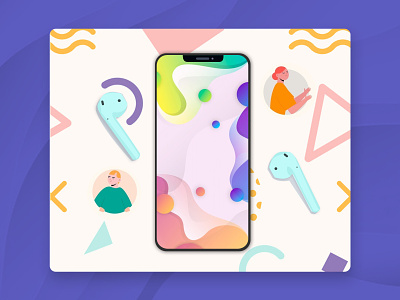 Phone earbuds illustration app design apple graphic illustrator phone ui