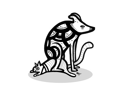 sit on it animal cat design dog illustration ink symbol