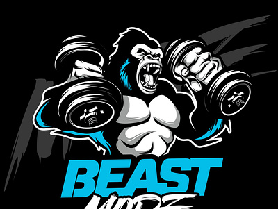 Beast Mode animal ape artwork barbell beast beast mode bodybuilding branding brush calisthenics design fitness gorilla graphic design illustration logo monkey sport vector wild