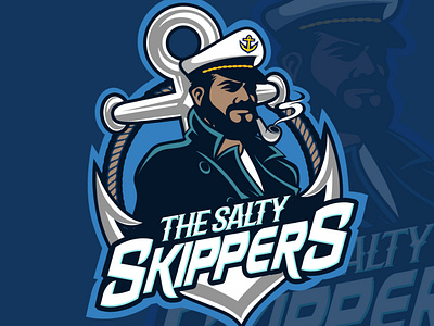 The Salty Skippers artwork beast branding captain design fishing fitness graphic design illustration logo pirate sea ship skipper sport typography vector
