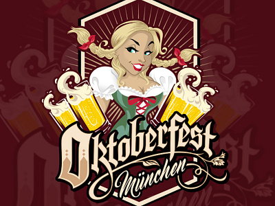 Oktober artwork beast beer branding brewing drawing feminist festival fitness girl girl power graphic design hand lettering illustration lettering logo oktoberfest pin up sexy typography