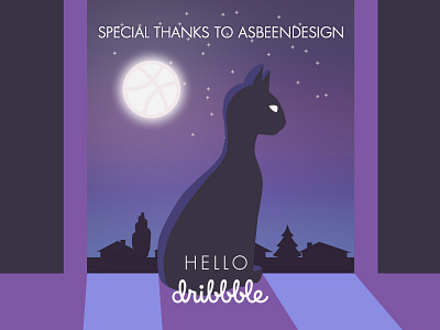 Hello Dribbble cat debut dribbble hello illustration illustrator vector