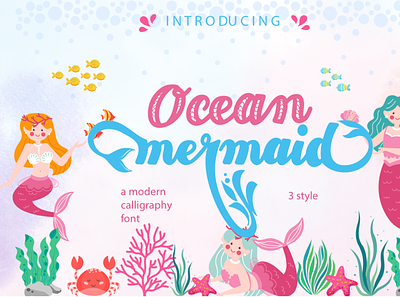 Mermaid font 3d animation branding design font graphic design illustration logo mermaid modern font motion graphics ui vector