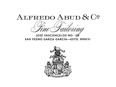Alfredo Abud & Co. coat of arms crest fine tailoring logo sastre tailor