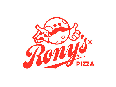 Rony's Pizza Shop brand chef food lettering logo mascot pepperoni pizza restaurant rony slice typography