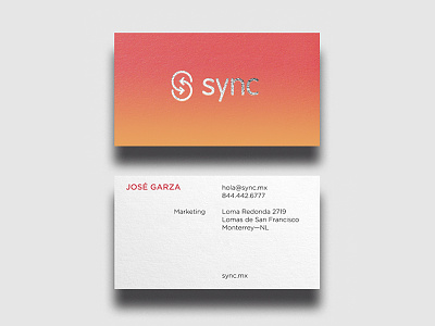 Sync App Business Card app business card editorial foil gradient layout logo silver stationery